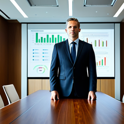 Home 6 A professional business executive in a modest, dark business suit, standing confidently at the head of a sleek conference table in a modern, sunlit corporate boardroom. A large, minimalist digital display behind them clearly shows a bold diagram emphasizing the central idea of "Value Proposition" as the core of a business. The atmosphere is professional and purposeful. The executive has perfect anatomy, correct proportions, and a natural pose, with well-formed hands and proper finger count, exhibiting natural body proportions. This image is safe for work, appropriate content, and features a fully clothed individual in professional dress, suitable for a family-friendly audience.