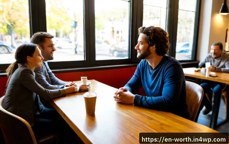 가치 제안의 대안적 접근 방법 - Photorealistic small business strategy meeting in a bright American neighborhood café, an entreprene...